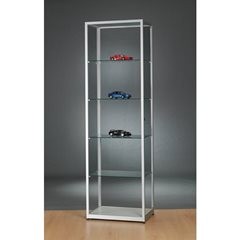 Vitrine, Höhe 1984 mm, ohne Beleuchtung, BxT 600 x 400 mm, rechteckig, silber.