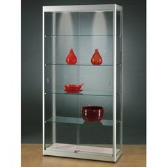 Vitrine, BxTxH 1000 x 400 x 2000 mm, LED-Beleuchtung, Leuchtkopf-Ø 50 mm, ohne Unterschrank.