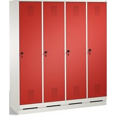 EVOLO Garderobenschrank, mit Sockel, 4 Abteile, Abteilbreite 400 mm, verkehrswei