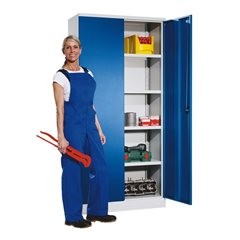 Universalschrank mit Flügeltüren und 4 Fachböden, HxBxT 1950 x 915 x 421 mm, Korpus lichtgrau / Türe