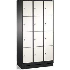 EVOLO Fächerschrank, mit Sockel, 3 Abteile, je 4 Fächer, Abteilbreite 300 mm, sc
