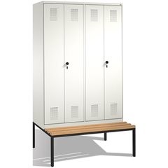 EVOLO Garderobenschrank, zueinander schlagende Türen, mit Sitzbank, 4 Abteile, A