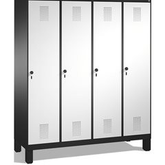 EVOLO Garderobenschrank, mit Füßen, 4 Abteile, Abteilbreite 400 mm, schwarzgrau