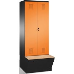 EVOLO Garderobenschrank, zueinander schlagende Türen, mit Aufbewahrungsbox, 2 Ab