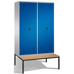 EVOLO Garderobenschrank, zueinander schlagende Türen, mit Sitzbank, 4 Abteile, A