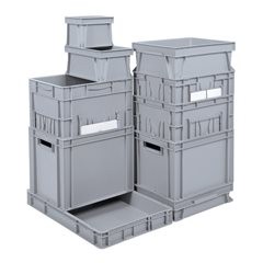 Euro-Stapelbehälter, Volumen 25 l, LxBxH 600 x 400 x 145 mm, PE, grau.