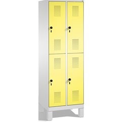 EVOLO Garderobenschrank, doppelstöckig, mit Füßen, 2 Abteile, je 2 Fächer, Abtei