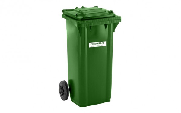 Mülltonne aus Kunststoff DIN EN 840, Volumen 120 l, BxHxT 505 x 1005 x 555 mm, grün.