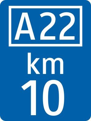 Kilometertafel für Autobahn (alle 10 km) | Alrond Ausführung