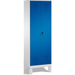 EVOLO Raumpflege-/Geräteschrank, verkürzte Trennwand, 6 Haken, Abteile 2 x 300 m