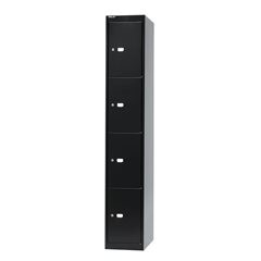 OFFICE Schließfachsystem, Tiefe 305 mm, 4 Fächer, schwarz.