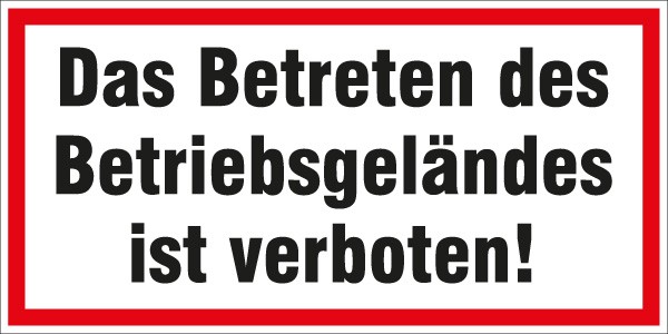 Hinweis-Aufkleber Betriebsgelände 200x100mm