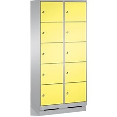 EVOLO Fächerschrank, mit Sockel, 2 Abteile, je 5 Fächer, Abteilbreite 400 mm, we