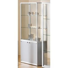 Staufachvitrine, 2 Drehflügeltüren, HxBxT 2000 x 1000 x 400 mm, Edelstahl-Optik.