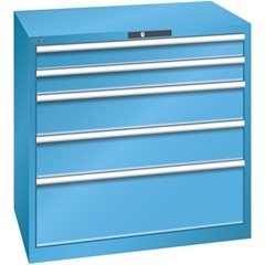 Schubladenschrank, 5 Schubladen, BxTxH 1023 x 725 x 1000 mm, grau metallic / lichtgrau.