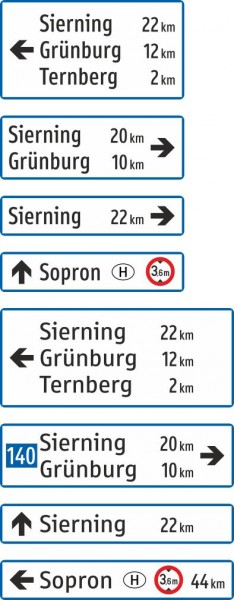 §53/13b Wegweiser | dreizeilig flache Ausführung