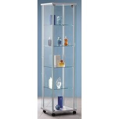 Präsentations-Vitrine, 1 Drehflügeltür, 4 Designer-Rollen.