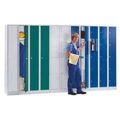 5er-Schließfachschrank Komfort, 2 Abteile, lichtgrau, Breite 800 mm.