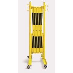 Scherengitter, mit 2 Rollfüßen, rot / weiß, Länge max. 3600 mm.
