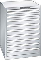 Schubladenschrank, Stahlblech, HxB 1000 x 717 mm, 10 Schubladen, lichtgrau.