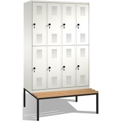 EVOLO Garderobenschrank, doppelstöckig, mit Sitzbank, 4 Abteile, je 2 Fächer, Ab