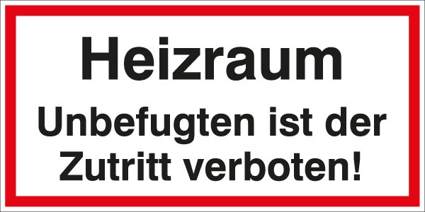 Hinweisschild Heizraum 400x200/1.5mm