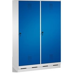 EVOLO Garderobenschrank, Tür über 2 Abteile, mit Sockel, 4 Abteile, 2 Türen, Abt