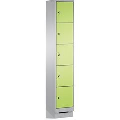 EVOLO Fächerschrank, mit Sockel, 1 Abteil, 5 Fächer, Abteilbreite 300 mm, weißal