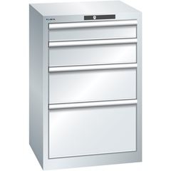Schubladenschrank, 4 Schubladen, BxTxH 564 x 572 x 850 mm, lichtgrau.
