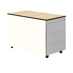 Schubladencontainer mit Rollen, HxT 573 x 800 mm, HPL-Vollkernplatte, 3 Schubladen, reinweiß / weißa