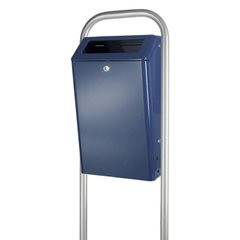 Abfallsammler mit Metall-Inneneimer, Volumen 50 l, BxHxT 305 x 725 x 400 mm, blau.