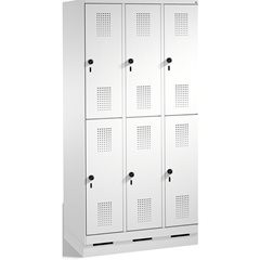 EVOLO Garderobenschrank, doppelstöckig, mit Sockel, 3 Abteile, je 2 Fächer, Abte