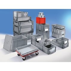 Euro-Stapelbehälter, Volumen 123 l, LxBxH 800 x 600 x 300 mm, PE, grau.
