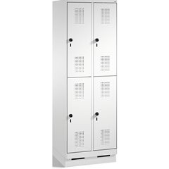 EVOLO Garderobenschrank, doppelstöckig, mit Sockel, 2 Abteile, je 2 Fächer, Abte