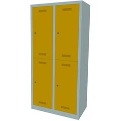 MonoBloc™ Garderobenschrank, doppelstöckig, Breite 810 mm, 2 Abteile, 4 Fächer,