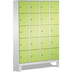EVOLO Fächerschrank, mit Füßen, 4 Abteile, je 5 Fächer, Abteilbreite 300 mm, lic