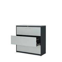 Hängeregistraturschrank, Kunststoffplatte, 3 Auszüge, 3-bahnig, mit Dämpfung, an