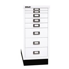 MultiDrawer™ 29er Serie, mit Sockel, DIN A4, 8 Schubladen, verkehrsweiß.