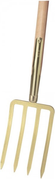 Spatengabel m. Stiel gold m. 4 Bajonettzinken Ideal