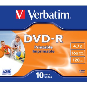 DVD-R, full printable, Jewelcase, einmalbeschreibb., 4,7 GB, 16 x