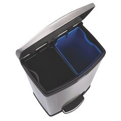 Edelstahl-Tretabfallsammler SLIM JIM®, Volumen 2 x 45 l, BxHxT 413 x 809 x 554 m