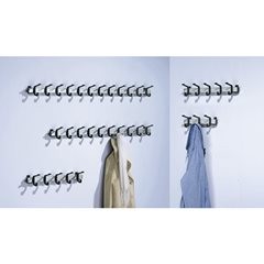 Garderobenleiste, Aluminium, Hakenbelastbarkeit 90 kg, 15 Haken, Breite 1500 mm, VE 1 Stk.