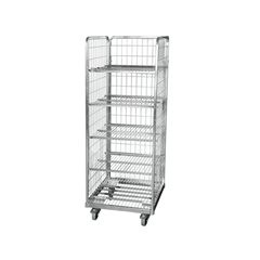 Stahlrollbehälter, LxB 600 x 600 mm, 3-seitig, mit Rückwand.