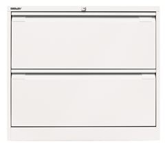 Hängeregistraturschrank, 2-bahnig, 2 Schübe, DIN A4, verkehrsweiß.
