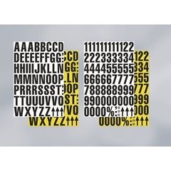 DIN-A4-Bogen mit Schriftzeichen, magnetische Ziffern, VE 2 Stk, Untergrund gelb.