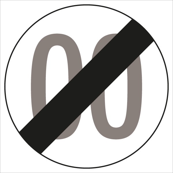 §52/10b Ende der Geschwindigkeitsbegrenzung ... km/h | flaches Verkehrszeichen