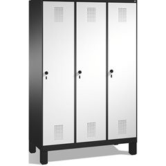 EVOLO Garderobenschrank, mit Füßen, 3 Abteile, Abteilbreite 400 mm, schwarzgrau
