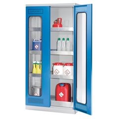 Umweltschrank, mit Sichtfenstertüren, 3 Wannenböden, 1 Bodenwanne, Breite 1200 mm.