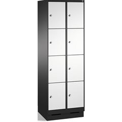 EVOLO Fächerschrank, mit Sockel, 2 Abteile, je 4 Fächer, Abteilbreite 300 mm, sc