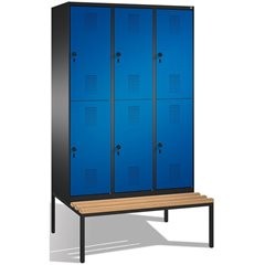 EVOLO Garderobenschrank, doppelstöckig, mit Sitzbank, 3 Abteile, je 2 Fächer, Ab